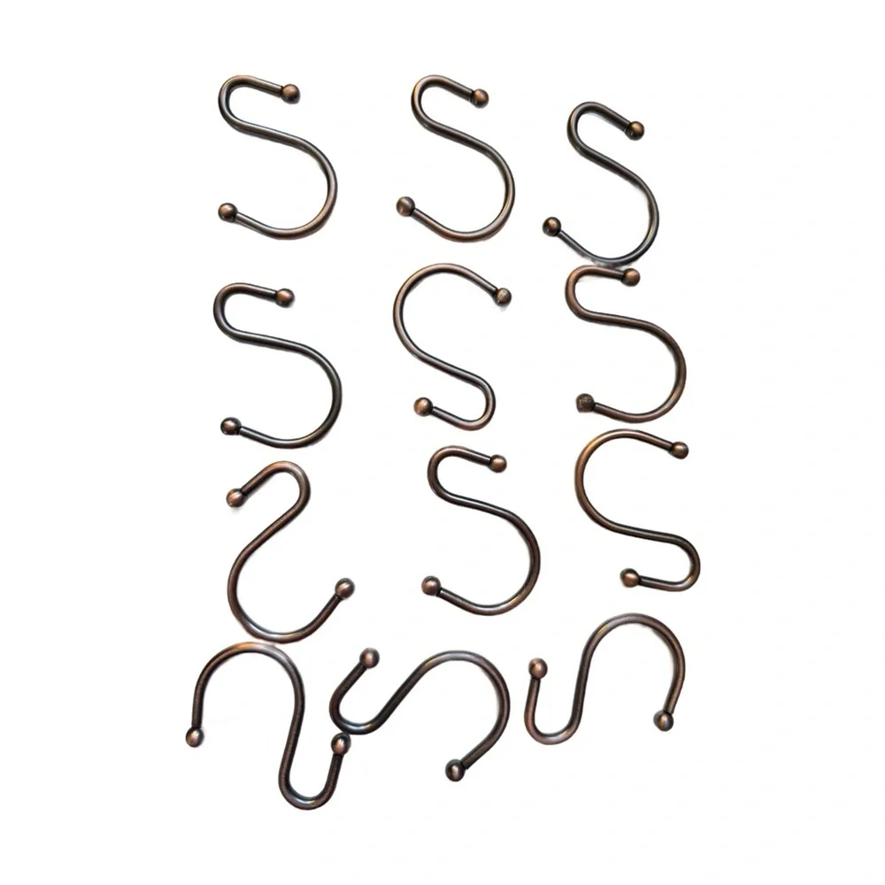 Set of Bronze S-Shaped Hooks shower curtain hooks